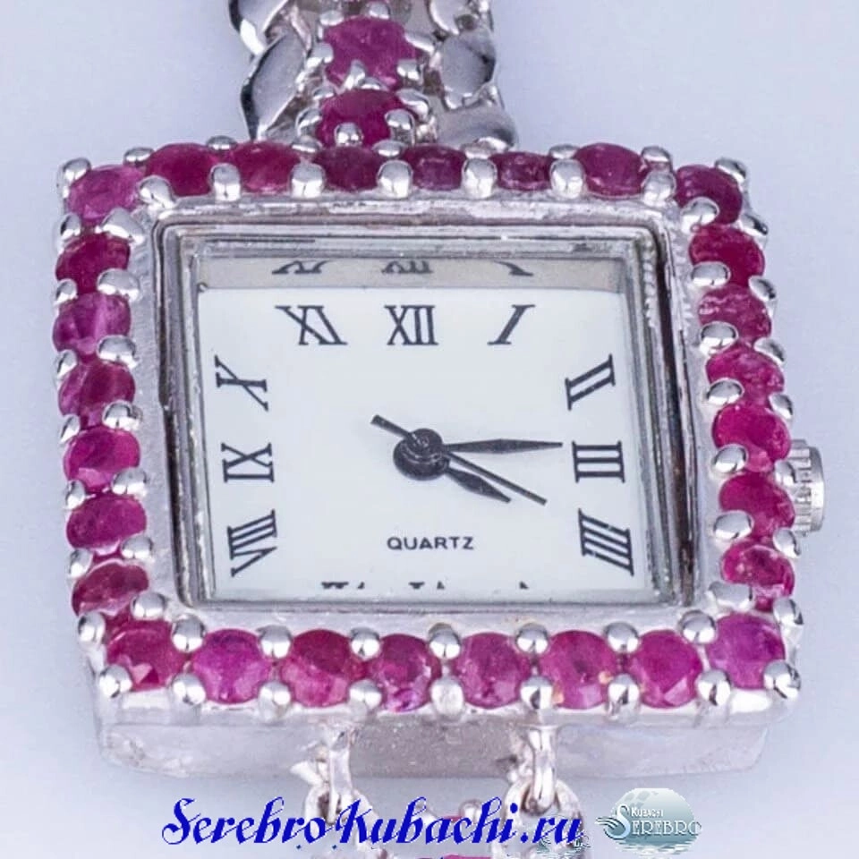 часы серебряные с рубинами