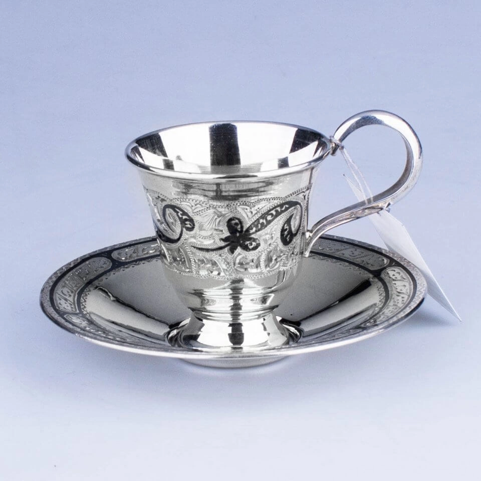 пара кофейная серебро