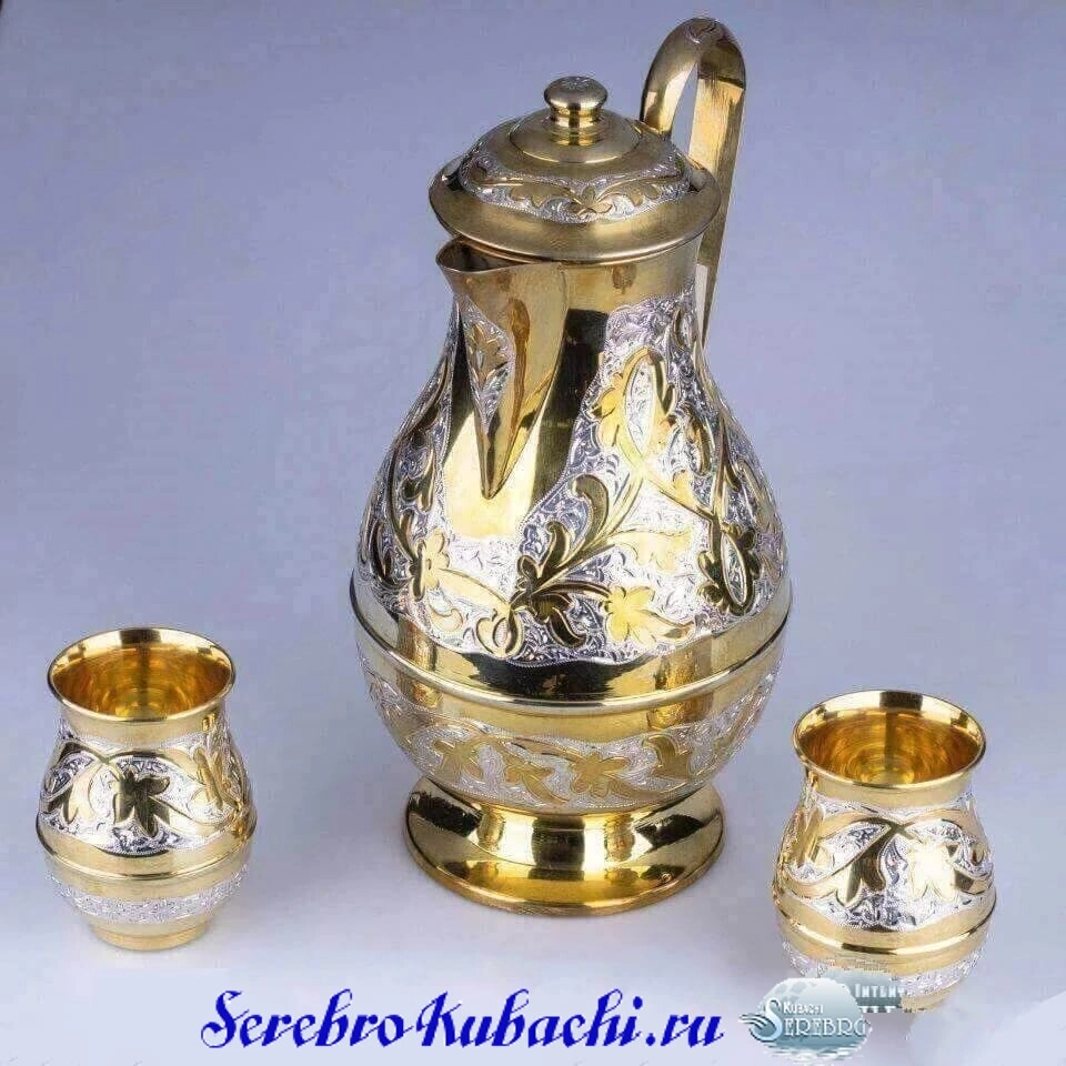 позолоченный серебряный набор для воды