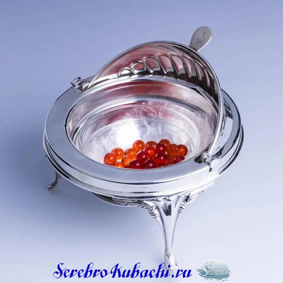серебряная икорница шар