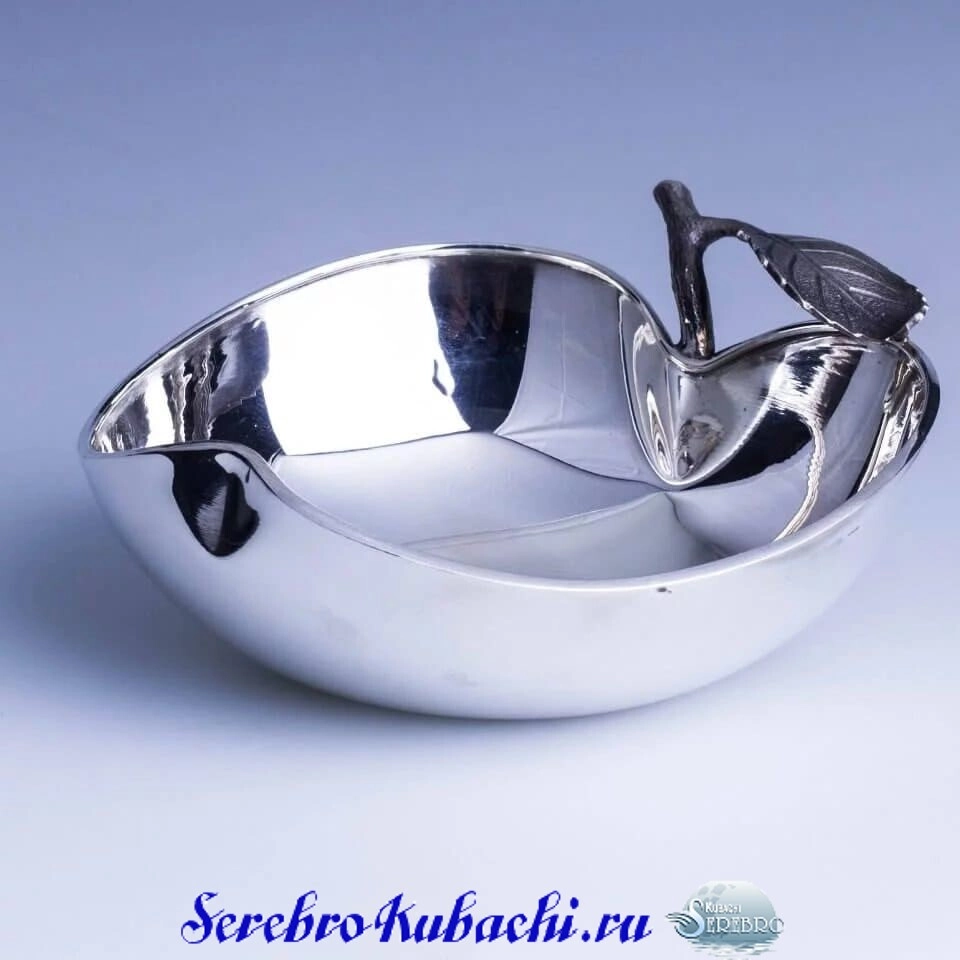 серебряная конфетница яблоко