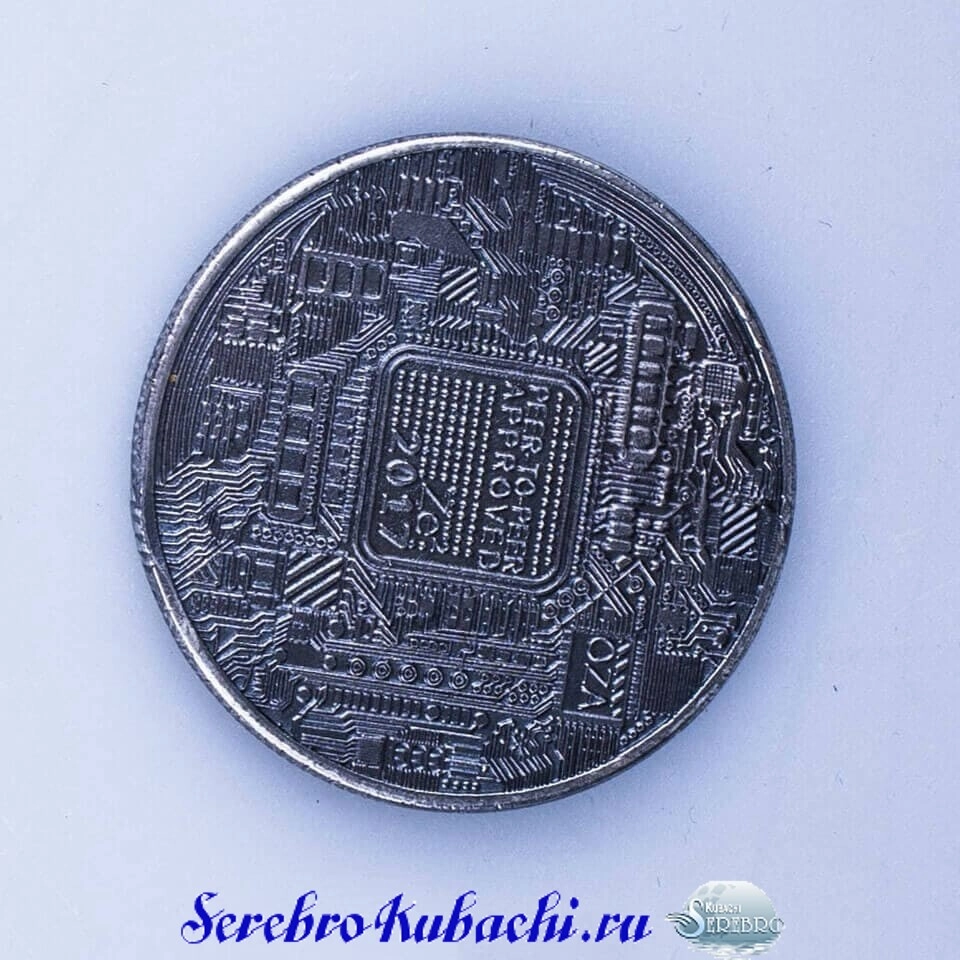сувенирная серебряная монета биткоин