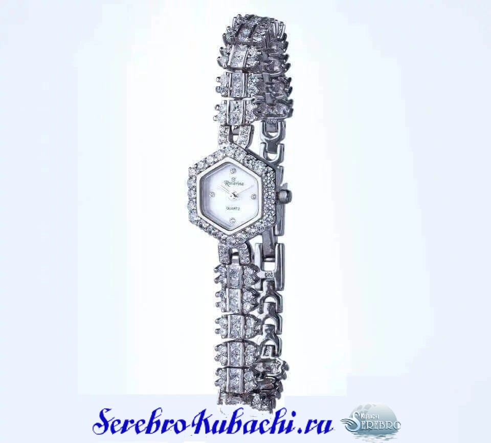 серебряные часы с фианитами