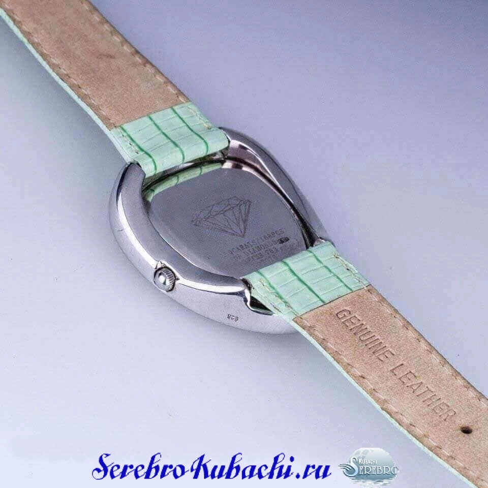 серебряные часы с бриллиантами