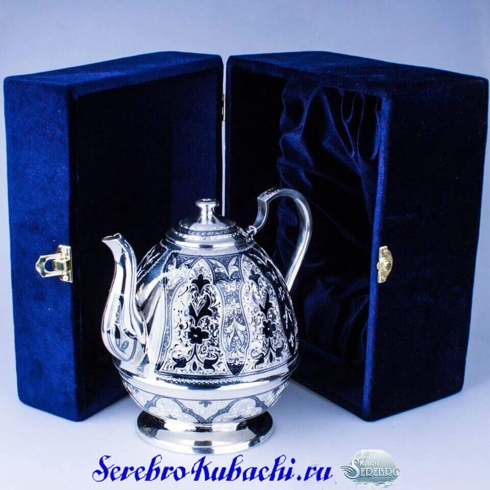 серебряный большой заварочный чайник