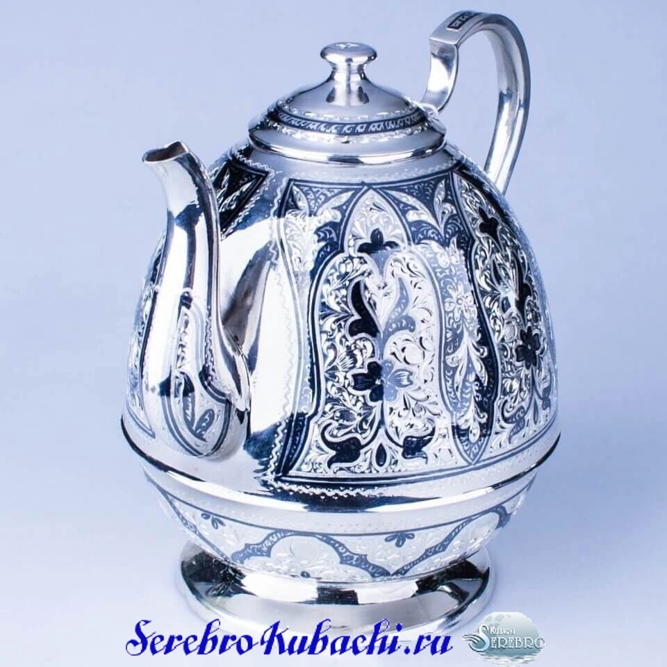 серебряный большой заварочный чайник