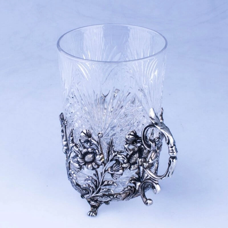 серебряный подстаканник подсолнух