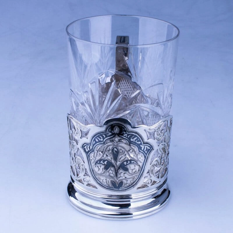 серебряный подстаканник с стаканом