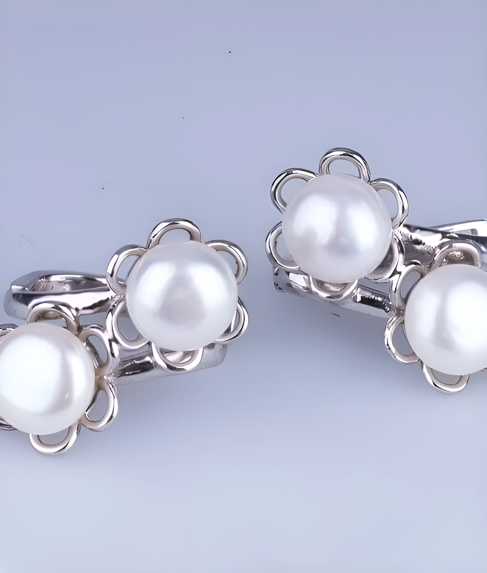 серебряные серьги с жемчужиной