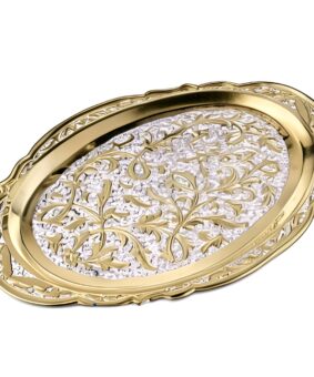 большой позолоченный серебряный поднос