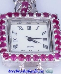 часы серебряные с рубинами