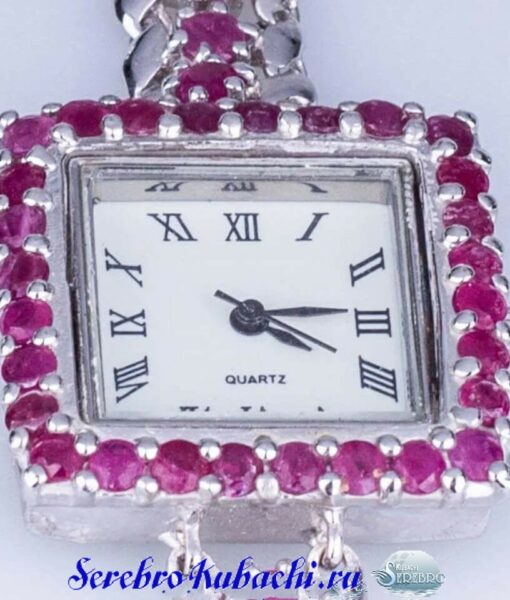 часы серебряные с рубинами