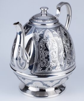 серебряный большой заварочный чайник