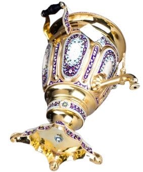 Эксклюзивный серебряный самовар с эмалью