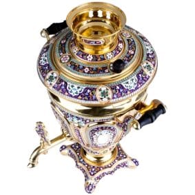 Эксклюзивный серебряный самовар с эмалью