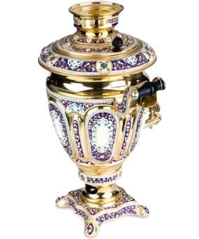 Эксклюзивный серебряный самовар с эмалью