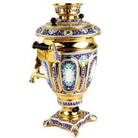 эксклюзивный серебряный самовар с эмалью