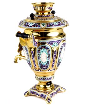 эксклюзивный серебряный самовар с эмалью