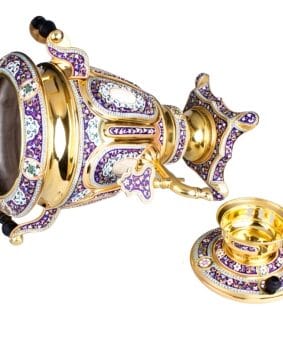 Эксклюзивный серебряный самовар с эмалью