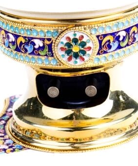 Эксклюзивный серебряный самовар с эмалью