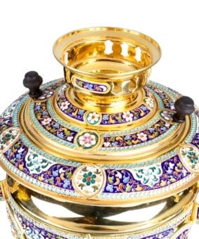 Эксклюзивный серебряный самовар с эмалью