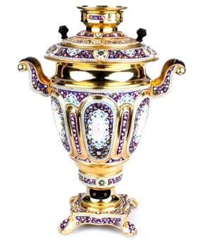 Эксклюзивный серебряный самовар с эмалью