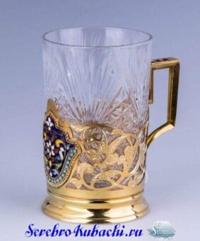 эмалевый серебряный подстаканник