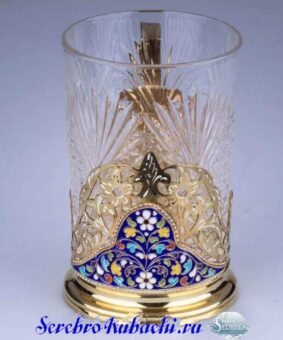 серебряный подстаканник с эмалью