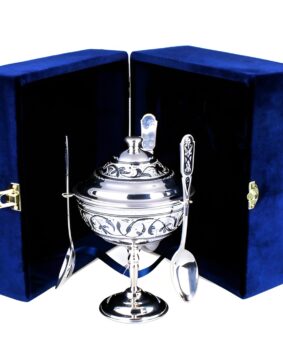 Икорница с ложками из серебра 8 икорница с ложками