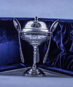 серебряная икорница с логотипом