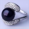 серебряное кольцо с черным жемчугом