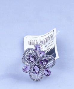 кольцо серебряное с аметистами