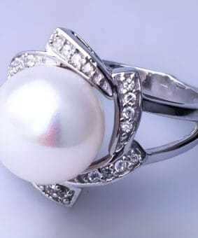 кольцо серебряное с жемчугом