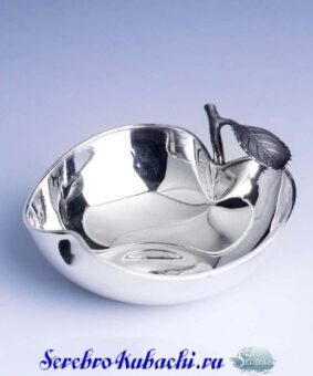 серебряная конфетница яблоко