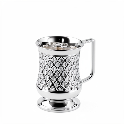 Серебряные кружки и чашки с блюдцами