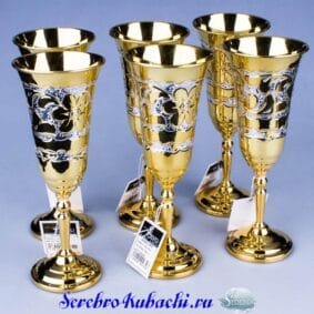 серебряные бокалы с позолотой