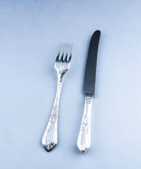 Серебряный нож с вилкой 5 набор вилка с ножом из серебра