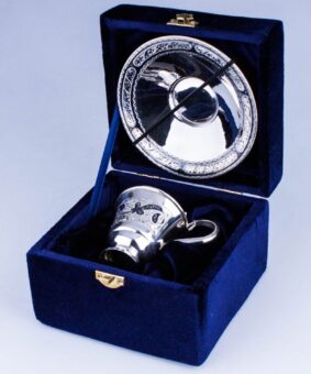 пара кофейная серебро