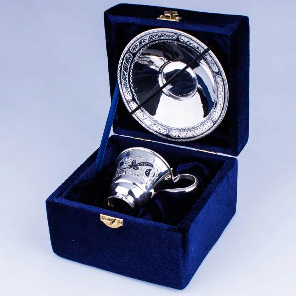 пара кофейная серебро