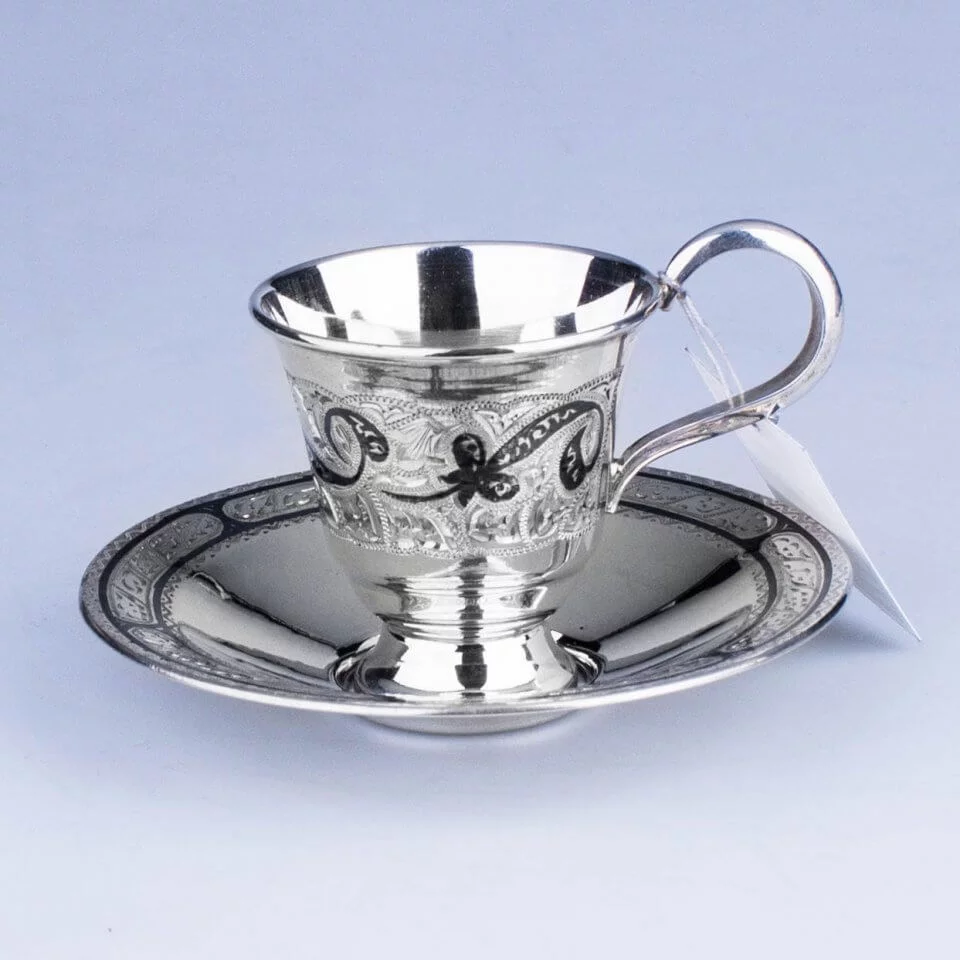 пара кофейная серебро