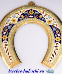 Серебряная подкова с эмалью 6 позолоченная серебряная подкова