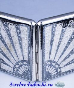 серебряный портсигар лучи