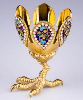 позолоченная серебряная пашотница с эмалью