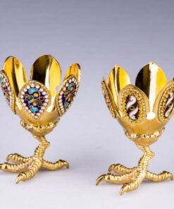 позолоченная серебряная пашотница с эмалью