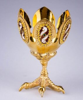 Серебряная пашотница с эмалью 9 позолоченная серебряная пашотница с эмалью