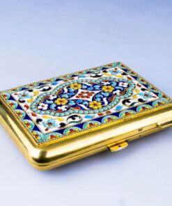 позолоченный серебряный портсигар с эмалями
