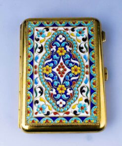 позолоченный серебряный портсигар с эмалями