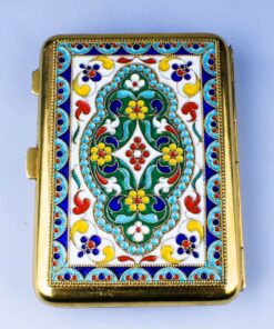 позолоченный серебряный портсигар с эмалями