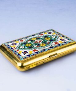 позолоченный серебряный портсигар с эмалями