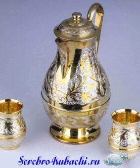 позолоченный серебряный набор для воды